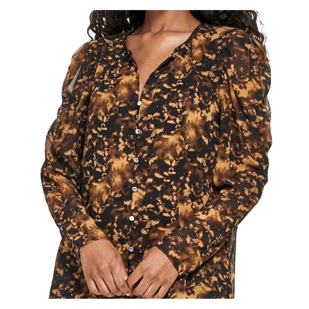 Calvin Klein Floral Long Sleeve Chiffon Tunic Top Boho Women's Size 2X NWT